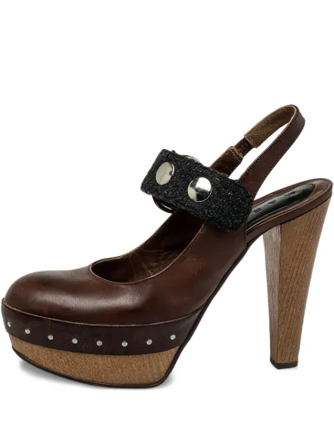 Marni Pre-Owned 125mm platform slingback pumps Brown 461266
