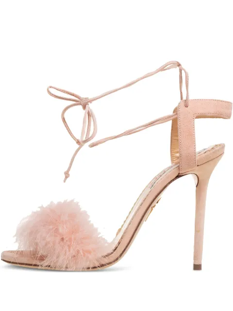 Charlotte Olympia pre-owned 110mm Salsa feather-embellished sandals Pink 504991