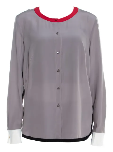 Escada Pre-Owned Nendi contrasting-trim button-up blouse Grey 201095