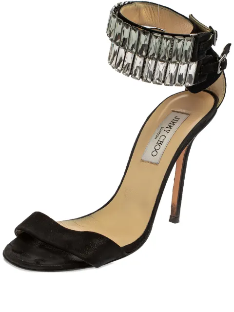 Jimmy Choo Pre-Owned 115mm leather heeled sandals Black 389643
