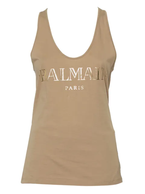 Balmain Pre-Owned 2024 logo-print tank top Neutrals 423375