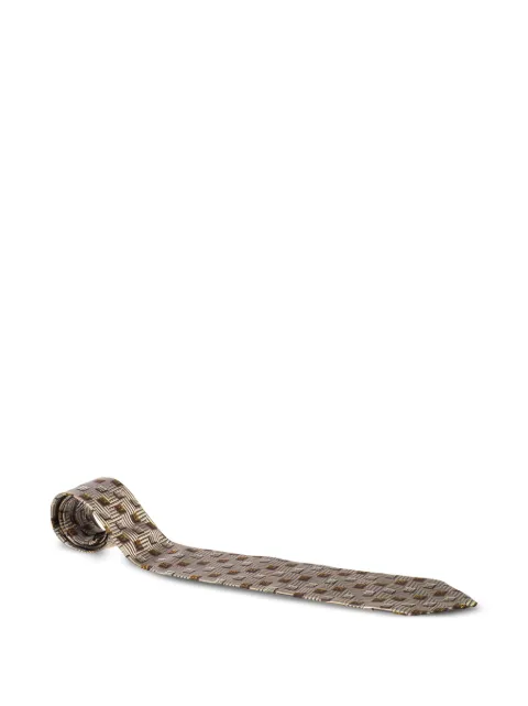 Ermenegildo Zegna Vintage geometric-pattern silk tie Neutrals 266828