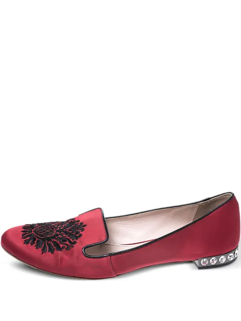 Miu Miu Pre-Owned embroidered crystal pumps Red 258085