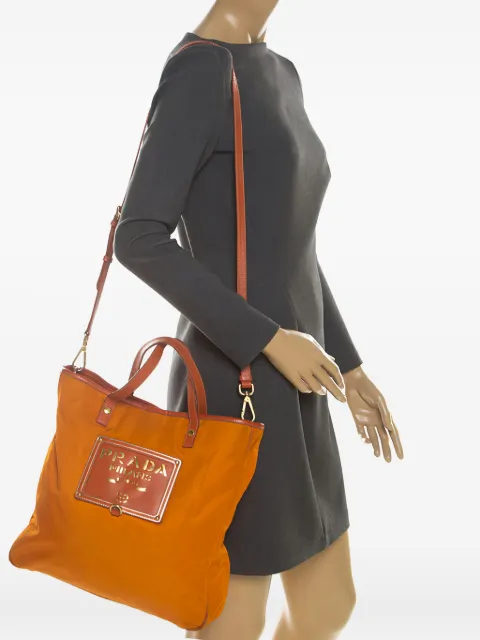 Prada Pre-Owned laser-cut logo tote bag Orange 208210