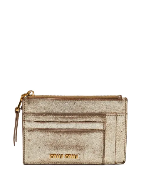 Miu Miu Pre-Owned leather zip card holder Gold 1101275