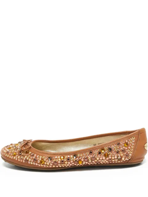 Jimmy Choo Pre-Owned crystal-embellished ballet flats Brown 1063595