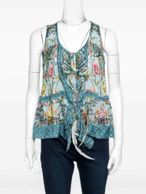 Roberto Cavalli Vintage floral-print silk top Blue 155867