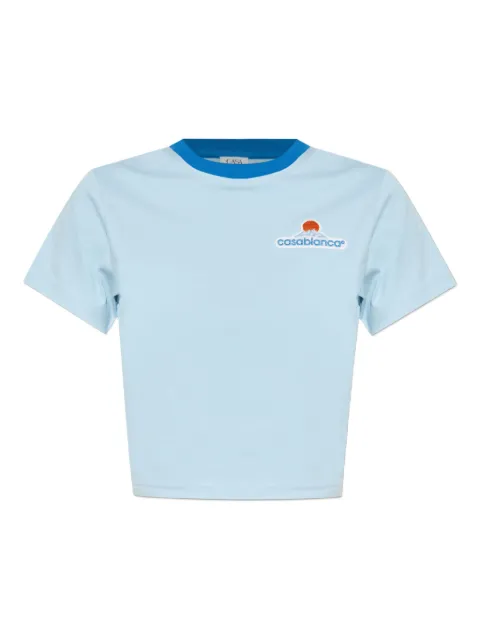 Casablanca Montagne contrasting-trim cropped T-shirt Blue WPF25JTS00902