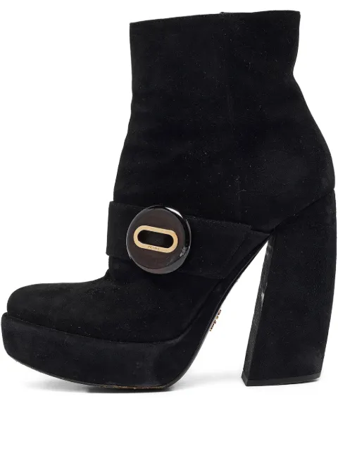 Prada Pre-Owned 110mm logo-appliqué boots Black 1055593