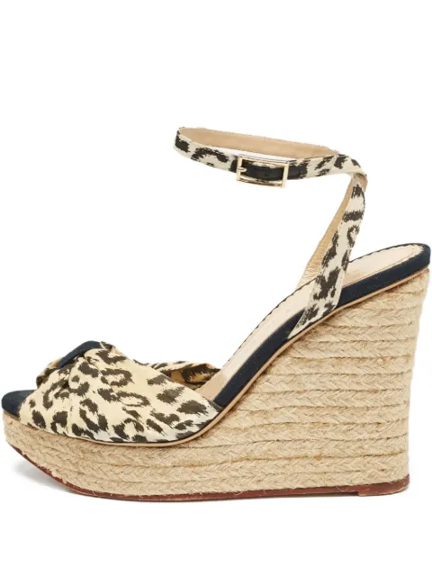 Charlotte Olympia 130mm leopard-print wedge sandals Neutrals 1065805