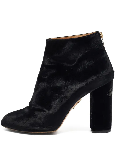 Charlotte Olympia 105mm velvet heeled boots Black 1073136