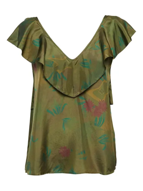 Zadig&Voltaire pre-owned ruffled V-neck blouse Green 1045328