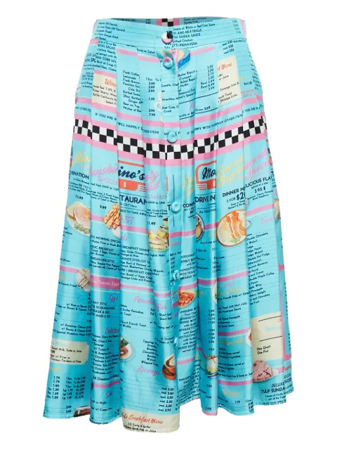 Moschino Pre-Owned menu-print flared skirt Blue 1046411