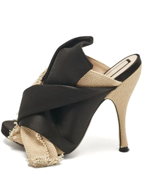 Nº21 pre-owned 100mm frayed cross-strap sandals Black 1040926