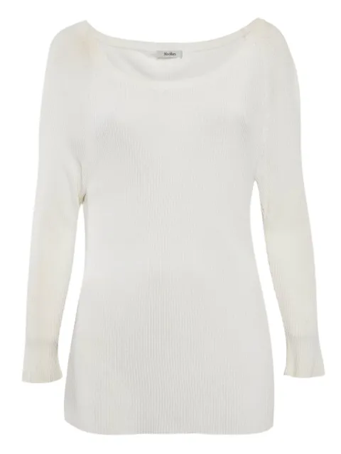 Max Mara boat-neck ribbed sweater White 1079606