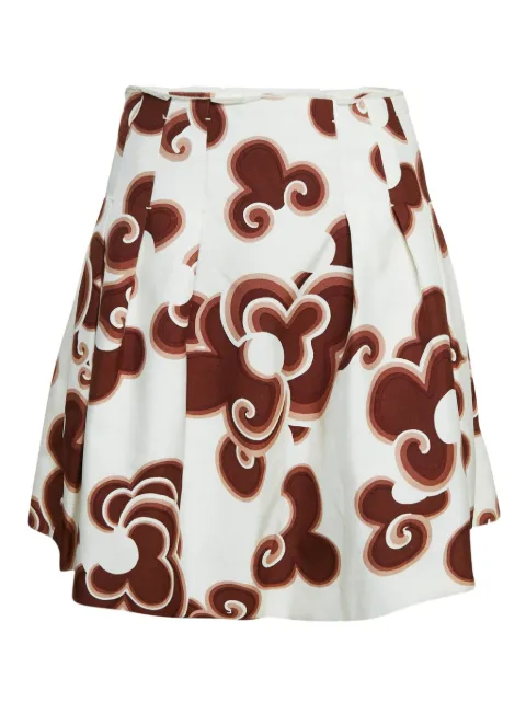 Chloé Pre-Owned Doodle-print silk pleated mini skirt White 1053191