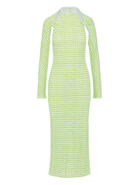 Jacquemus Pre-Owned check-pattern midi dress Green 1047088