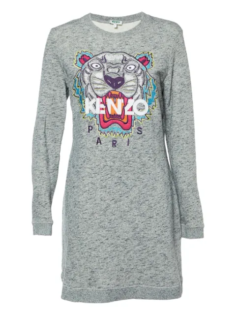 Kenzo Pre-Owned Tiger-embroidered mini dress Grey 1035072