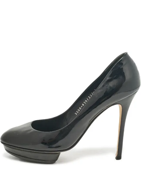 Gina pre-owned 120mm platform stiletto pumps Black 1039215