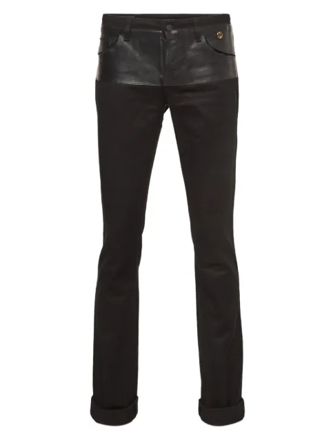 Gucci Pre-Owned leather-trim trousers Black 1001867