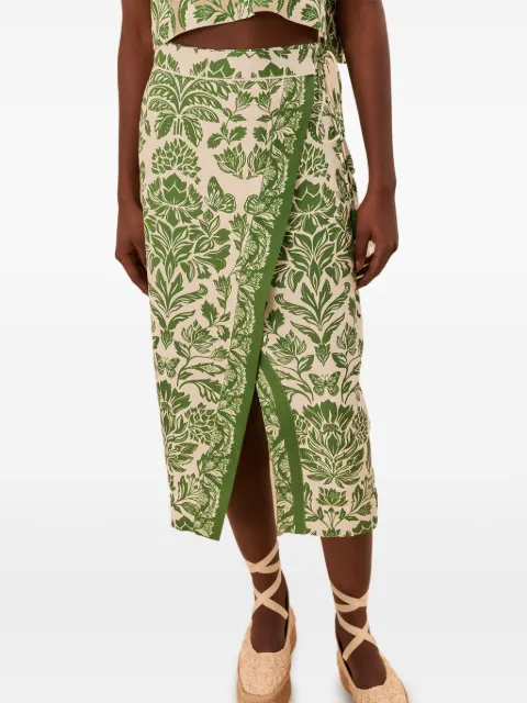 FARM Rio Delicate Tapestry-print skirt Neutrals 332451