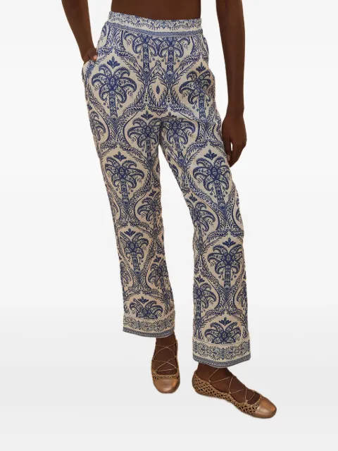FARM Rio Tropical Cameo-print trousers Neutrals 332694