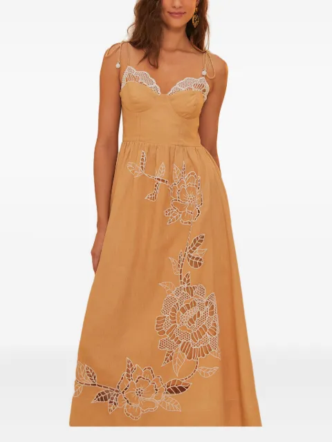 FARM Rio Sand Richelieu embroidered dress 337211