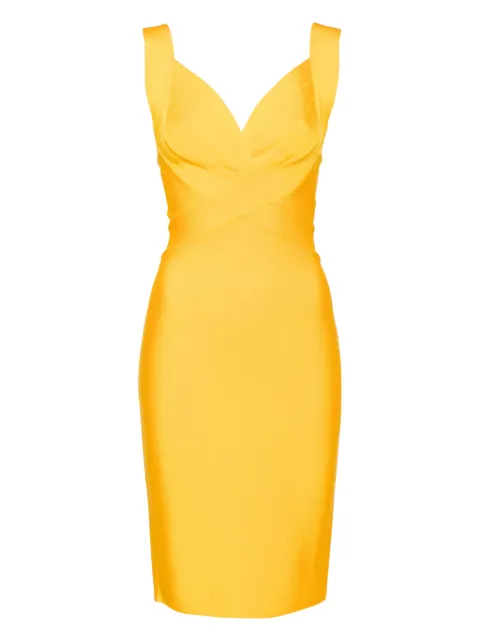 Herve L. Leroux V plunge bandage pencil dress Yellow 122380