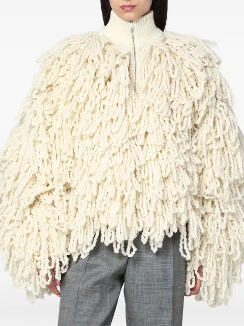 Stella McCartney fringe-detail zip-up jacket Neutrals 6K10773S2595