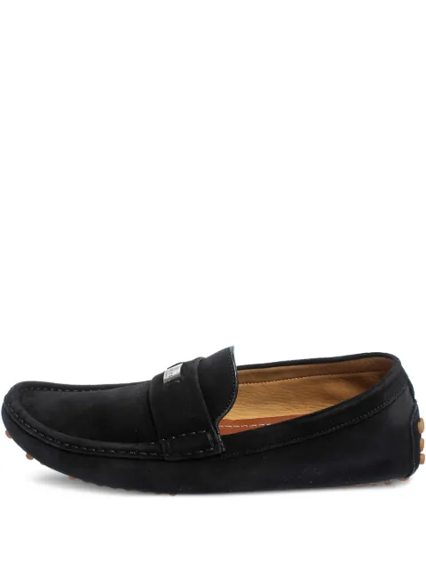 Gucci Pre-Owned logo-plaque suede loafers Black 413808