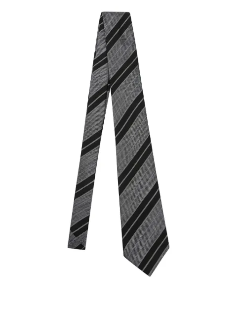 Saint Laurent wide striped tie in silk jacquard Black 8249453Y002