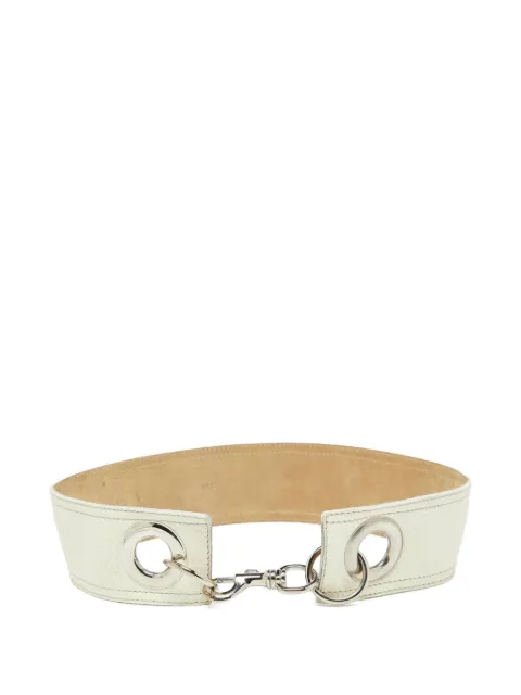 Miu Miu Pre-Owned leather buckle waist belt White 1030400