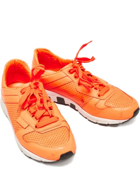 Gucci Pre-Owned leather lace-up sneakers Orange 962090