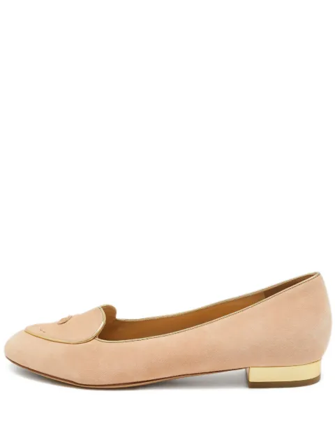 Charlotte Olympia pre-owned suede flat pumps Pink 292437