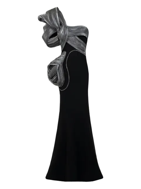 Gaby Charbachy one-shoulder mermaid gown Black GCS1913