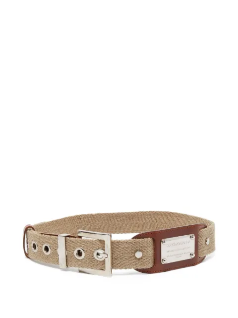 Dolce & Gabbana Pre-Owned logo-plaque canvas belt Neutrals 791756