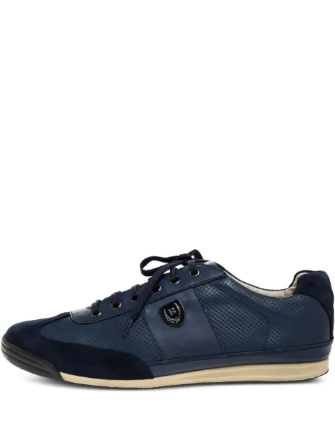Balmain Pre-Owned logo-plaque leather sneakers Blue 312436