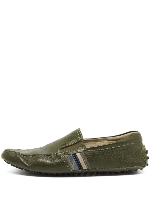 Tod's Vintage pebbled slip-on loafers Green 861672