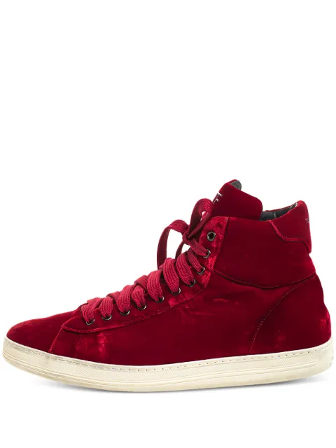 Tom Ford Vintage velvet high-top sneakers Red 924296