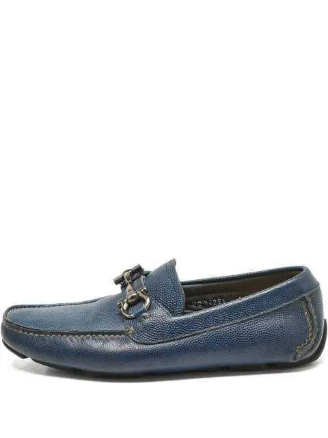 Ferragamo Pre-Owned Gancini-buckle leather loafers Blue 1117536