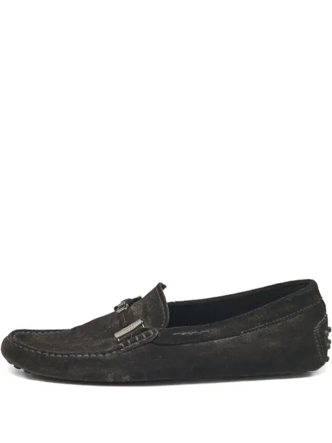 Tod's Vintage suede buckle loafers Black 1077546