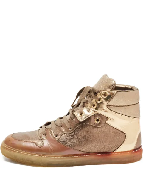 Balenciaga Pre-Owned metallic leather high-top sneakers Gold 806463