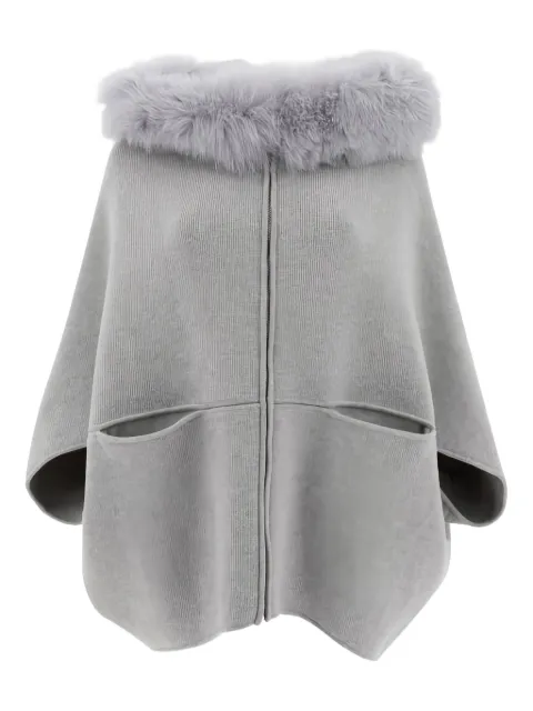 GIOVI fur-trimmed zip-front cape Grey P2411VO99SALE