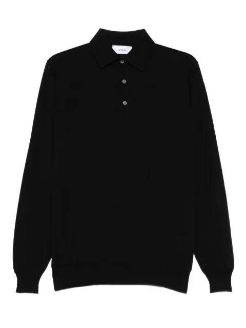 Lardini long-sleeve wool polo shirt Black CNLPML62CN64021