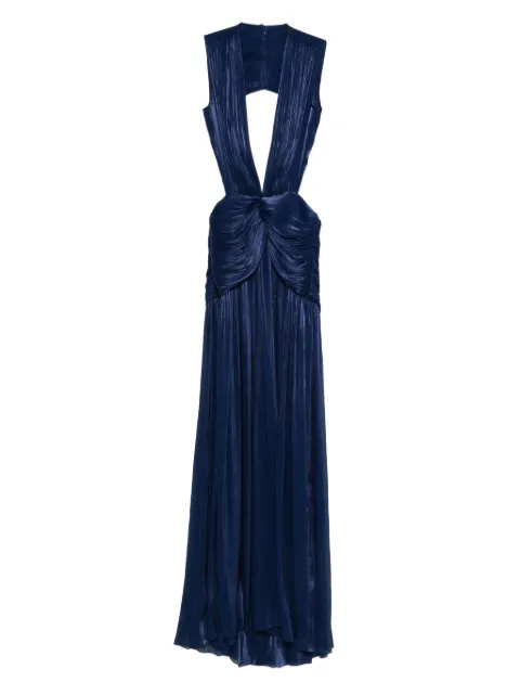 Costarellos Silla pleated cowl-neck maxi dress Blue PF2538