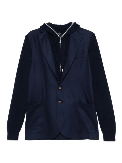Eleventy ribbed hooded jacket Blue L75GIAL08TES0L236