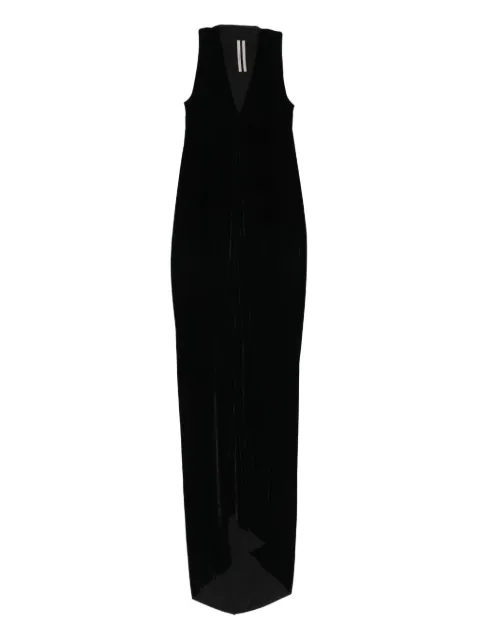 Rick Owens V-neck velvet maxi dress Black RP02E4575V