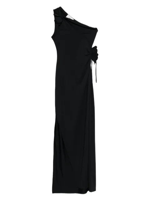 Coperni one-shoulder flower-embellished maxi dress Black COPR213F5021