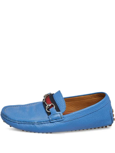 Gucci Pre-Owned Horsebit leather loafers Blue 540596