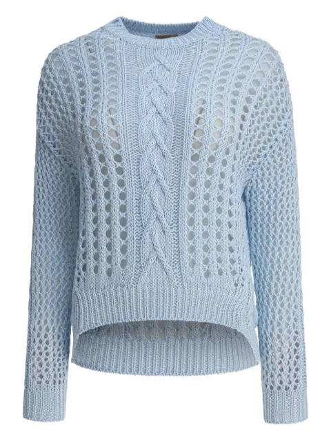 RAKKI cable-knit eyelet-detail sweater Blue SUMMERBREATHLESSNAZIONALE